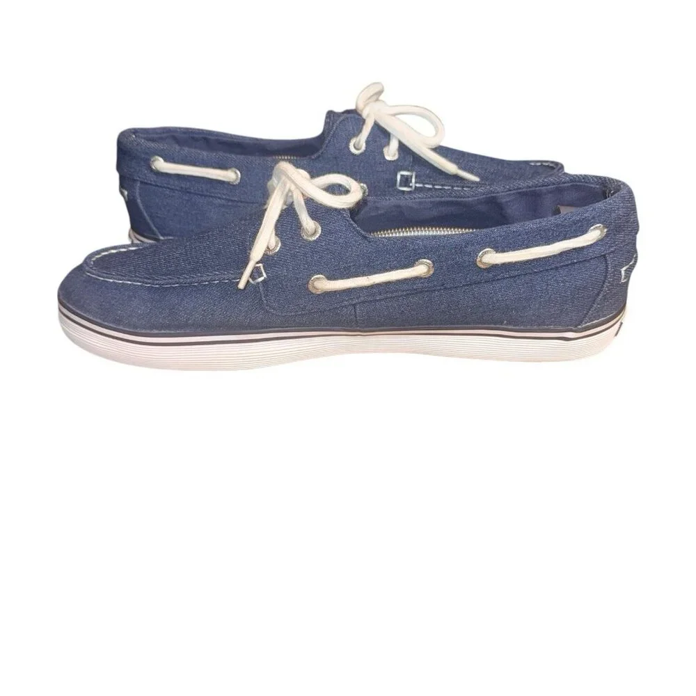 Nautica Galley Blue Canvas Boat Shoes Lace Up Casual Shoes Men’s Size 12